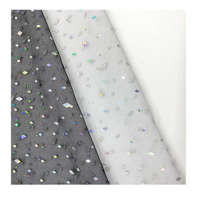 품질  Breathable Sequin Fabric White Bridal Mesh Sequin Tulle Sparkle Net Fabric For Dress 100% Nylon 공장